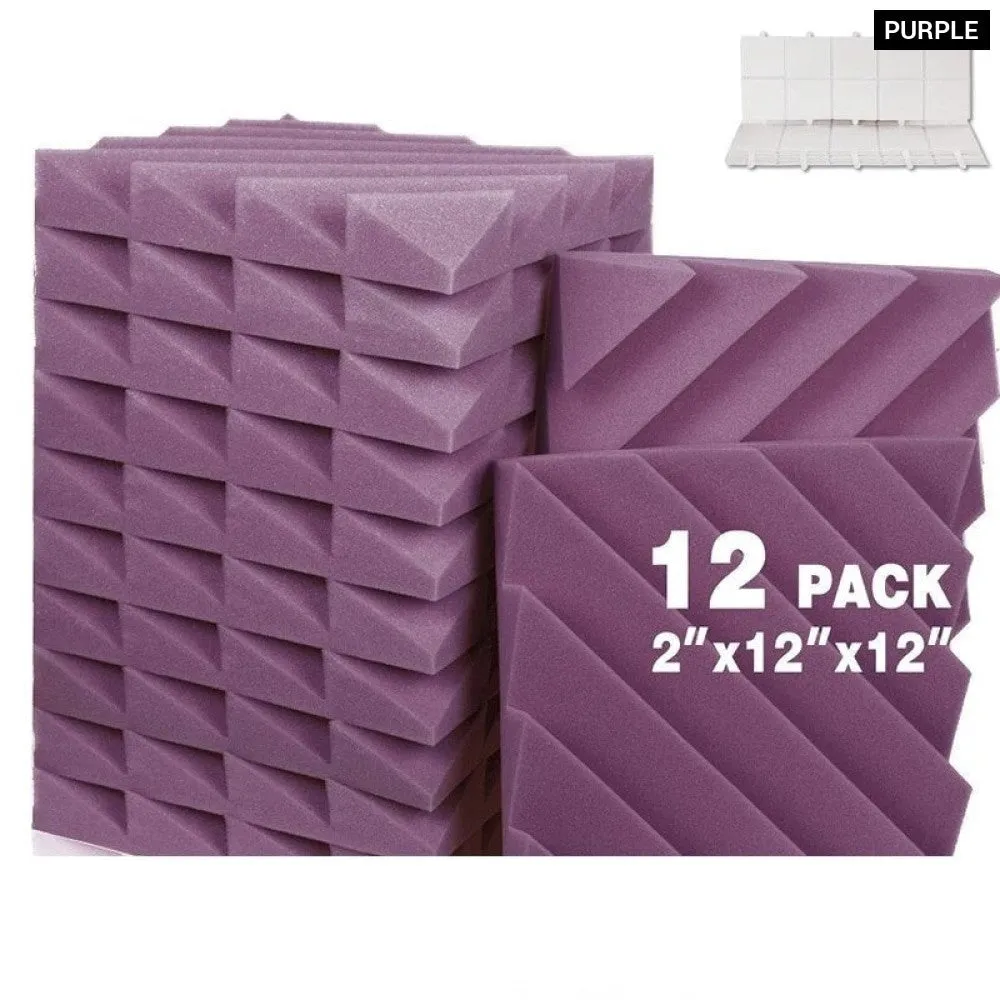 12 Pcs Acoustic Foam Soundproofing Noise Cancelling Diamond Groove High Density Wedge Panels for Home Office Recoding Studio