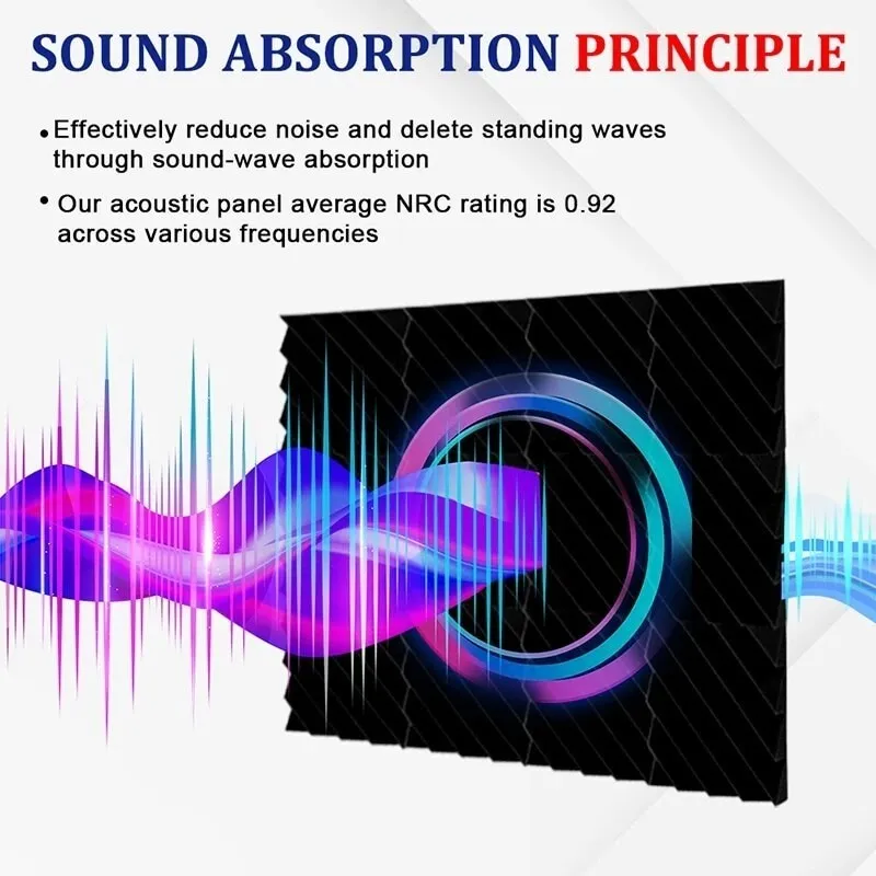 12 Pcs Acoustic Foam Soundproofing Noise Cancelling Diamond Groove High Density Wedge Panels for Home Office Recoding Studio