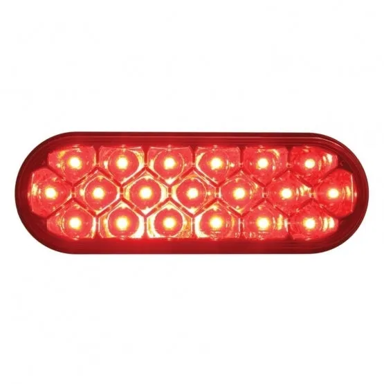 19 LED Oval Reflector Stop, Turn & Tail Light - Red LED/Red Lens