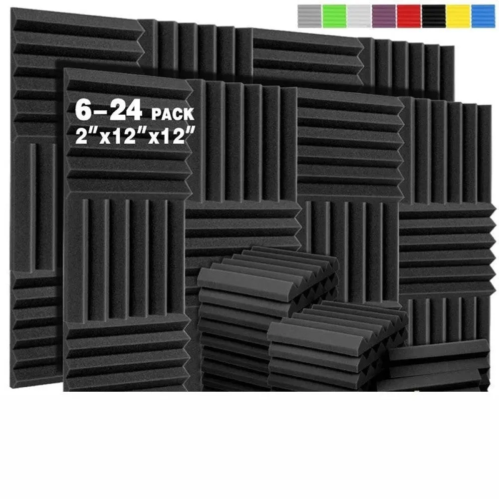 6- 24 Pcs Acoustic Foam Panels Soundproofing Foam Noise Cancelling Home Insulation High Density Studio Sound Absorbing Material