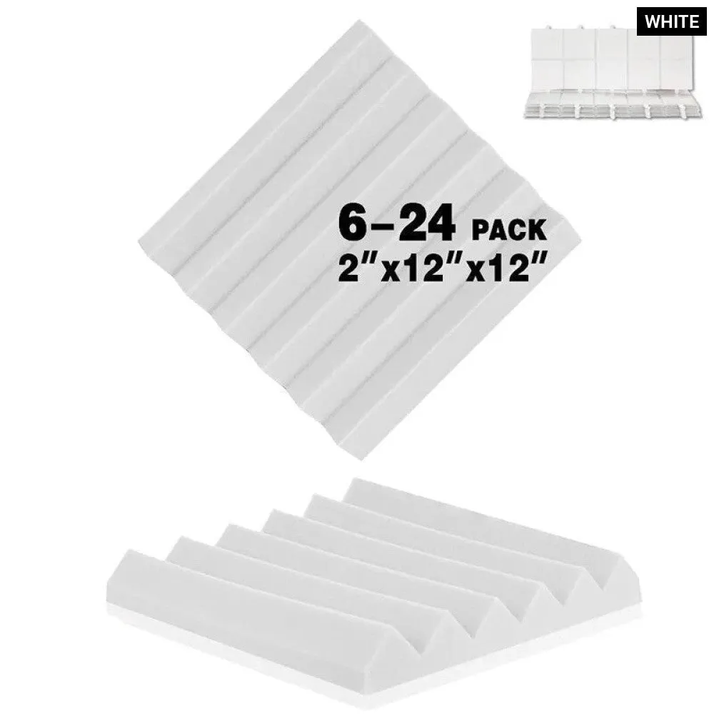 6- 24 Pcs Acoustic Foam Panels Soundproofing Foam Noise Cancelling Home Insulation High Density Studio Sound Absorbing Material