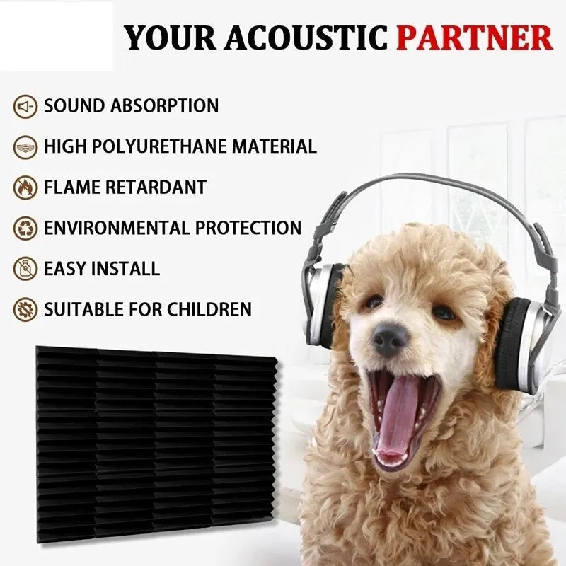 6- 24 Pcs Acoustic Foam Panels Soundproofing Foam Noise Cancelling Home Insulation High Density Studio Sound Absorbing Material