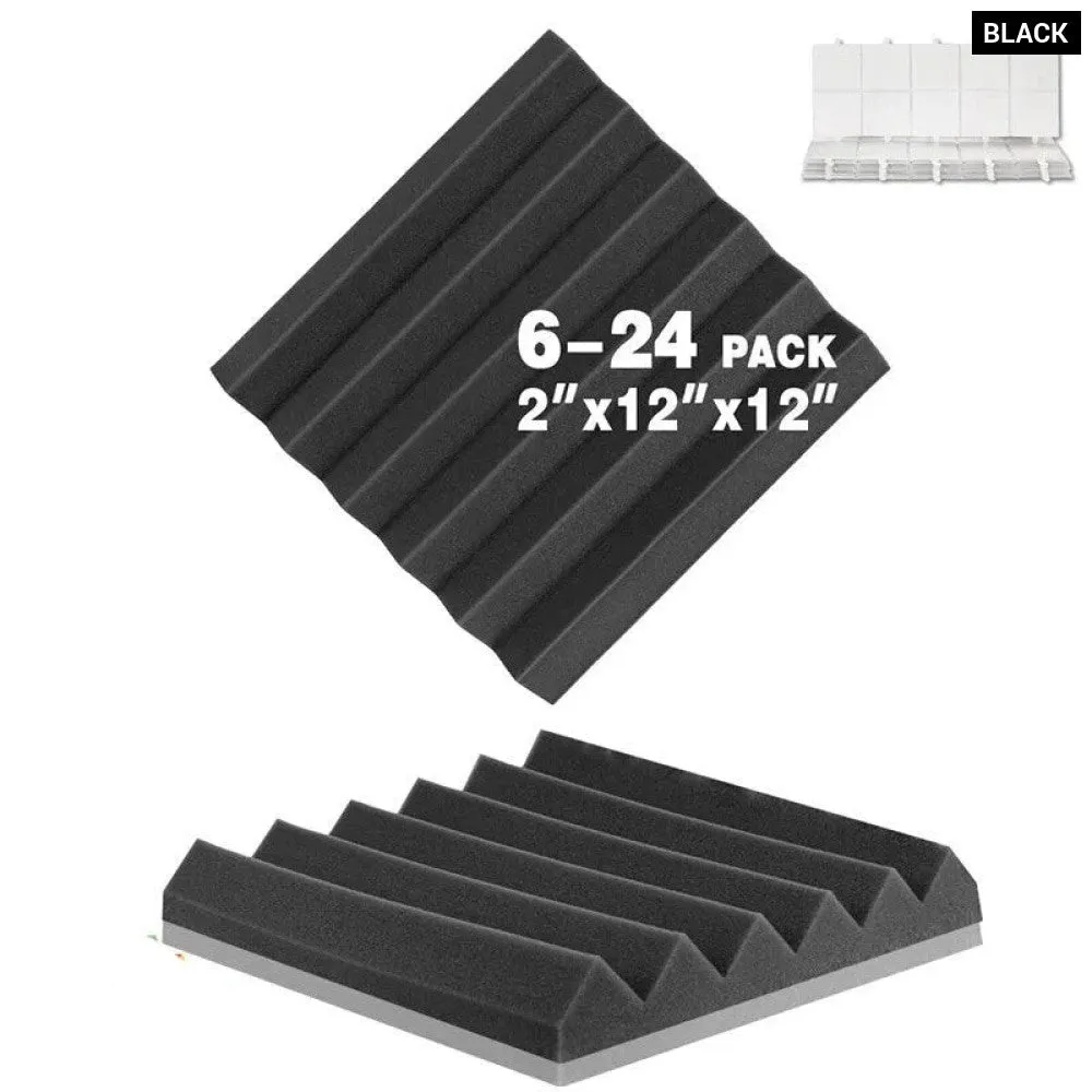 6- 24 Pcs Acoustic Foam Panels Soundproofing Foam Noise Cancelling Home Insulation High Density Studio Sound Absorbing Material