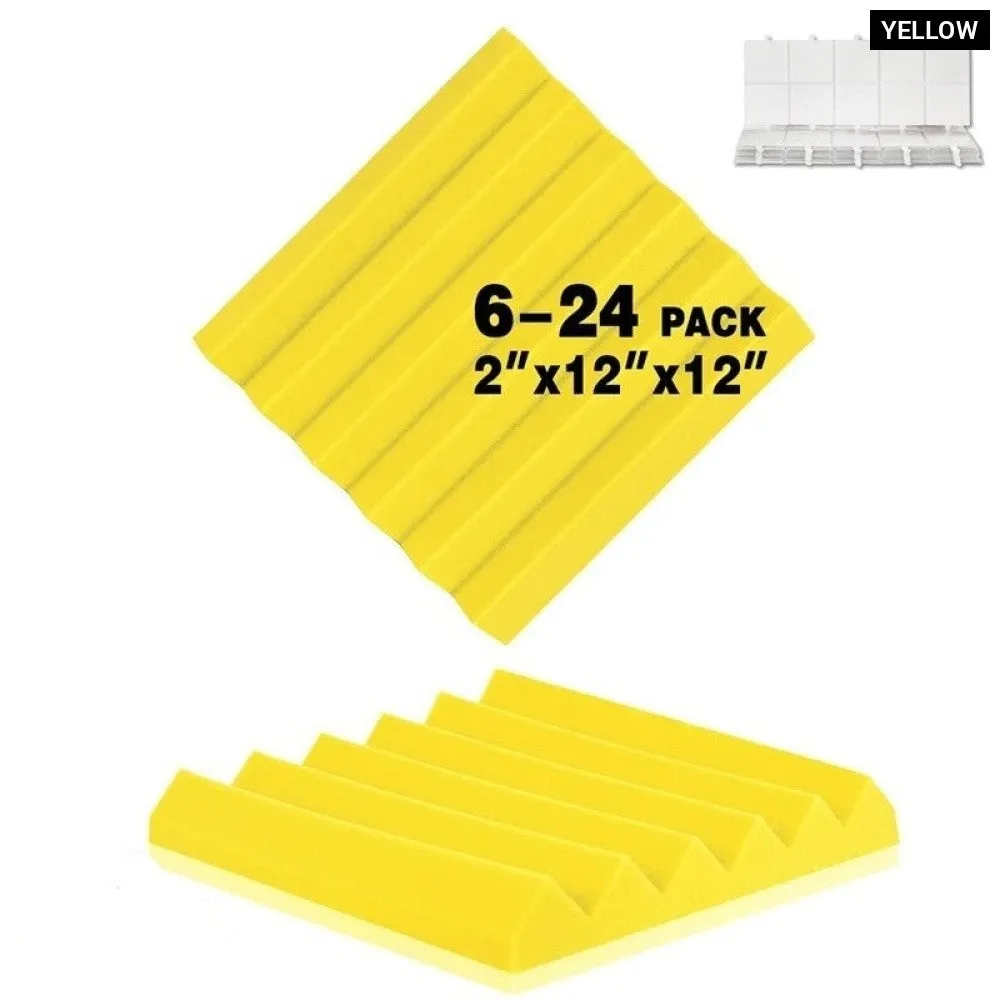 6- 24 Pcs Acoustic Foam Panels Soundproofing Foam Noise Cancelling Home Insulation High Density Studio Sound Absorbing Material