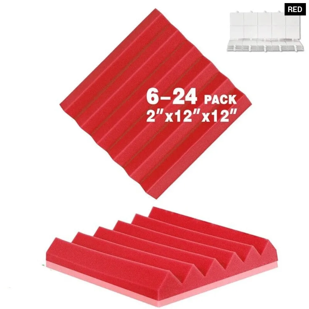6- 24 Pcs Acoustic Foam Panels Soundproofing Foam Noise Cancelling Home Insulation High Density Studio Sound Absorbing Material