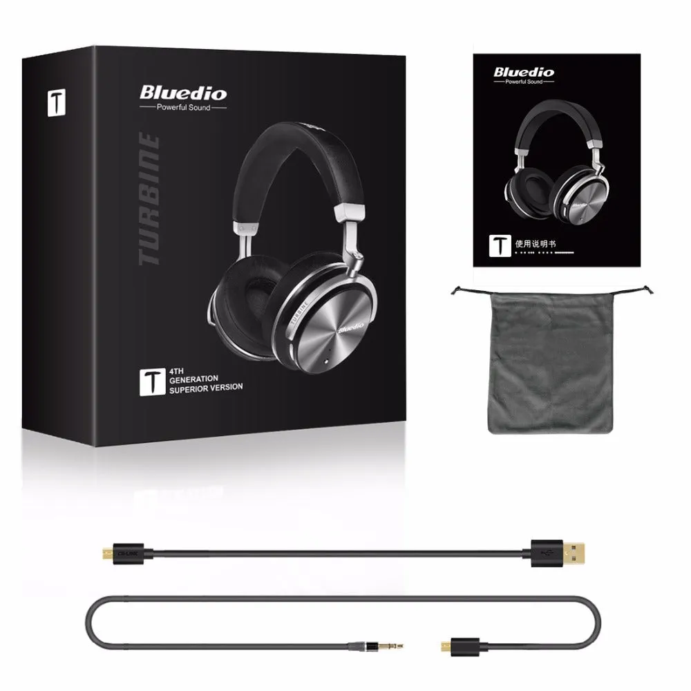 Bluedio T4 Active Noise Cancelling Wireless Bluetooth headphones Junior ANC Edition around the ear headset (black)