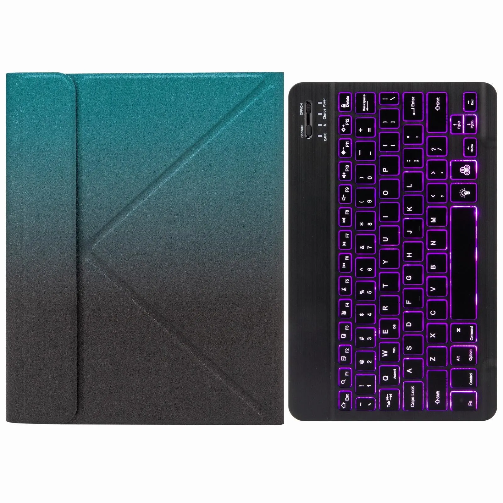 Bluetooth Keyboard Leather Case For Ipad 9.7 2018 / 2017 With Backlight & Three-Fold Holder