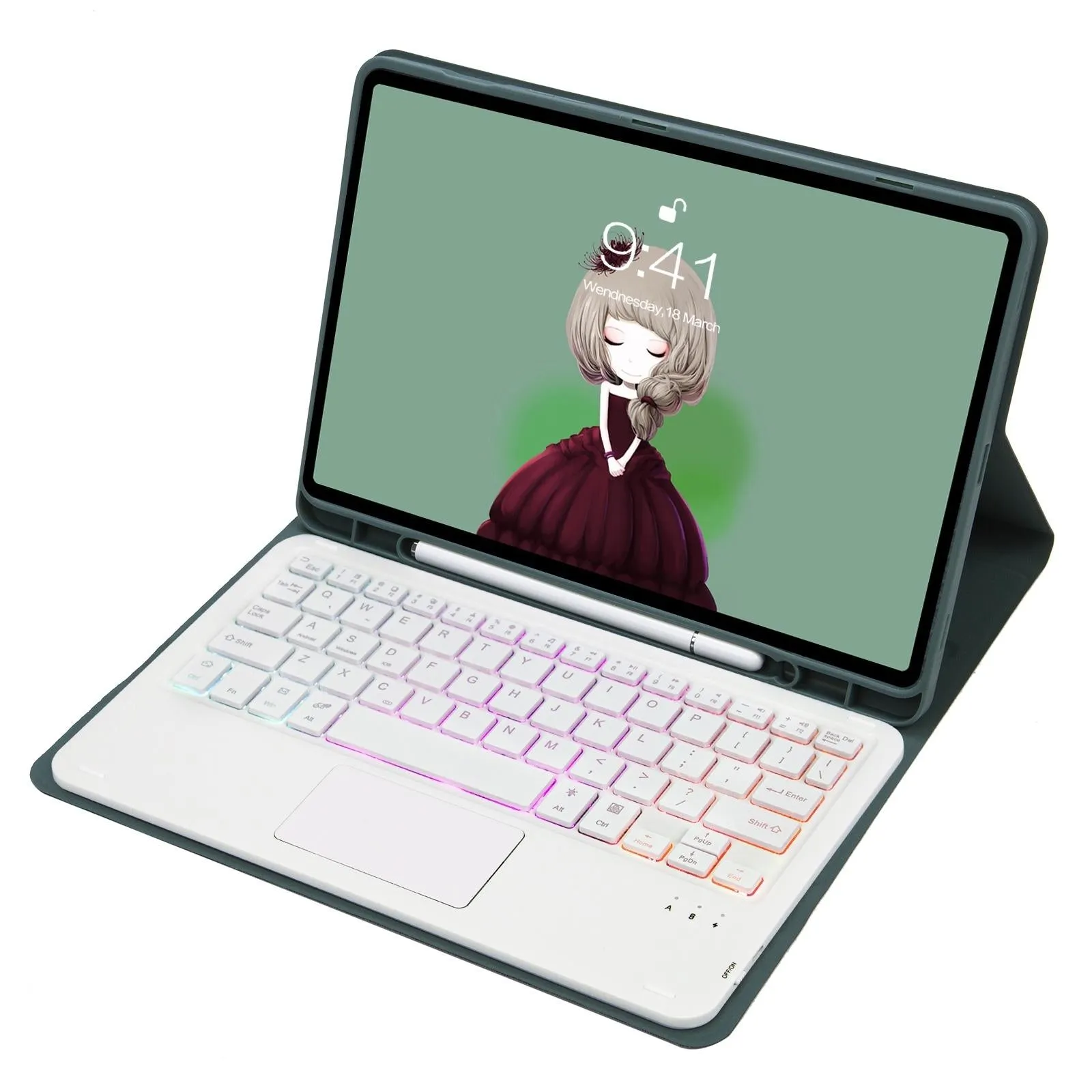 Bluetooth Keyboard Leather Case For Ipad 9.7 2018 & 2017 / Pro 9.7 / Air 2 With Touch Pad & Backlight