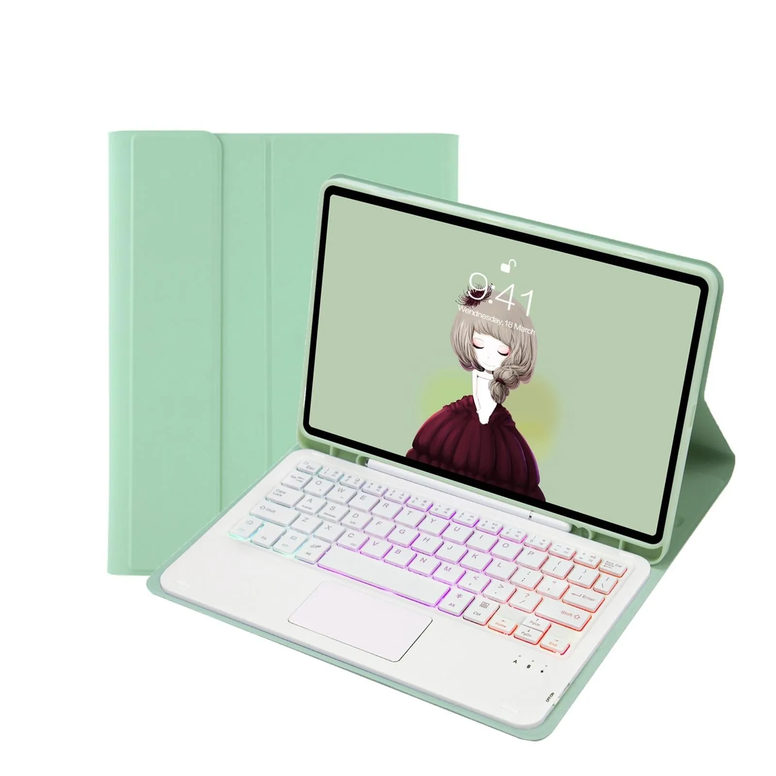 Bluetooth Keyboard Leather Case For Ipad 9.7 2018 & 2017 / Pro 9.7 / Air 2 With Touch Pad & Backlight