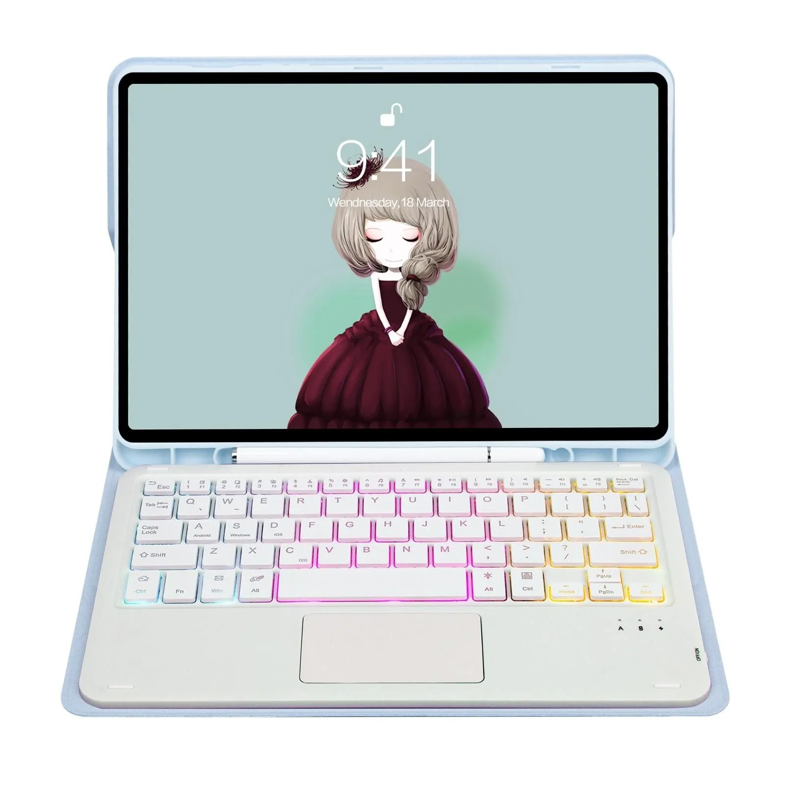 Bluetooth Keyboard Leather Case For Ipad 9.7 2018 & 2017 / Pro 9.7 / Air 2 With Touch Pad & Backlight