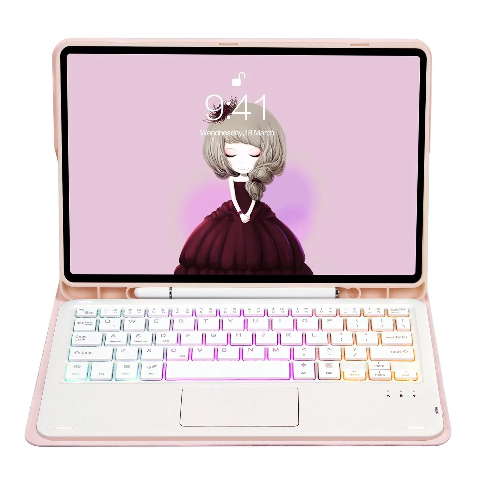 Bluetooth Keyboard Leather Case For Ipad 9.7 2018 & 2017 / Pro 9.7 / Air 2 With Touch Pad & Backlight