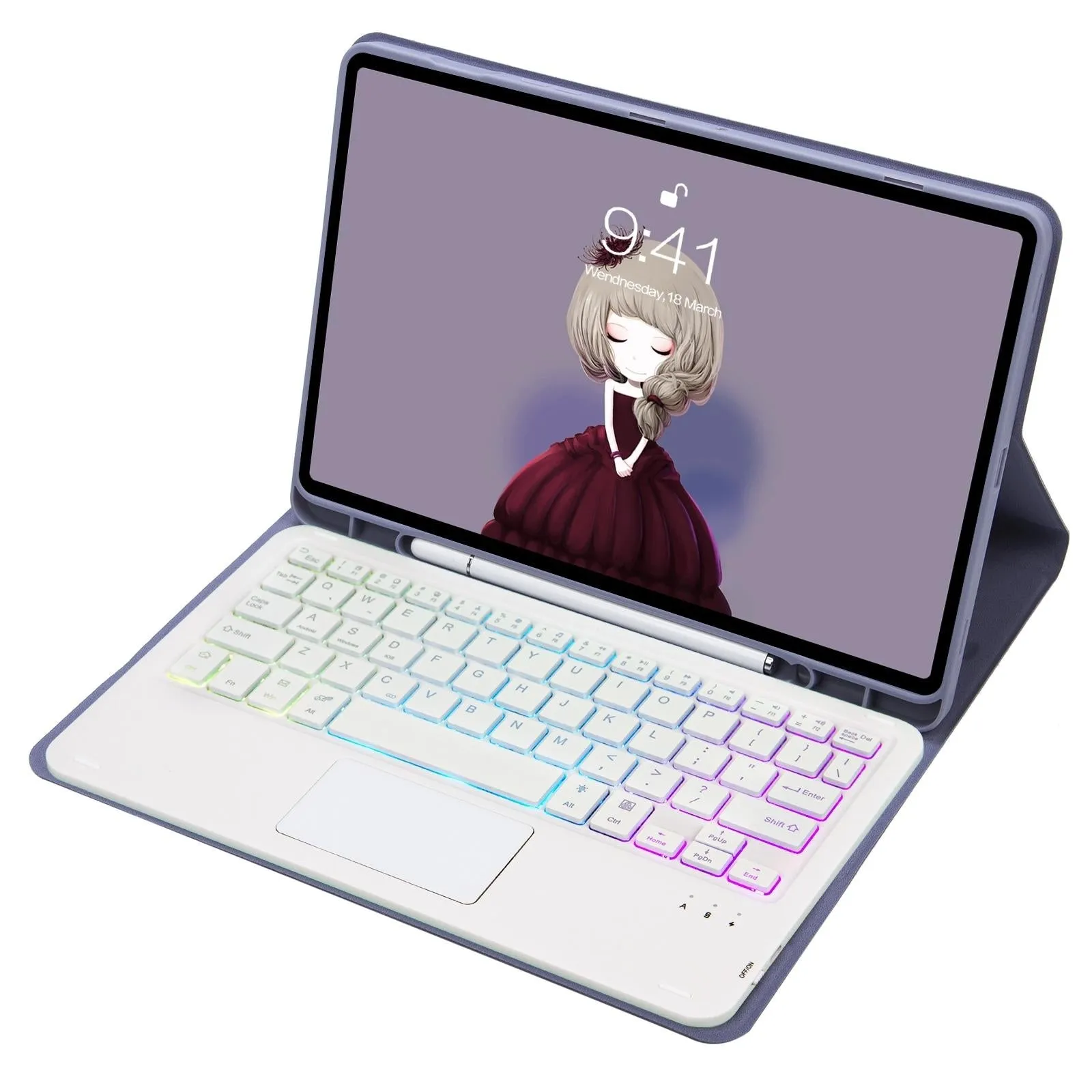 Bluetooth Keyboard Leather Case For Ipad 9.7 2018 & 2017 / Pro 9.7 / Air 2 With Touch Pad & Backlight