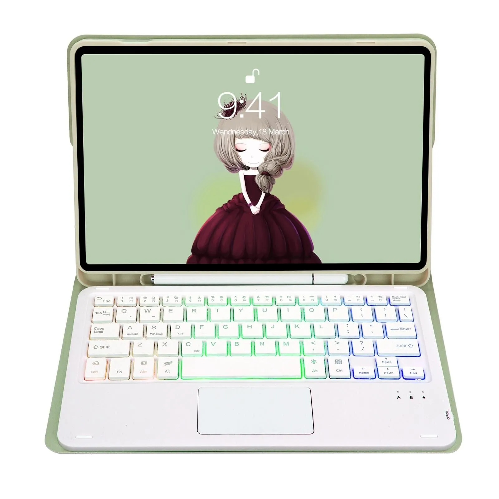 Bluetooth Keyboard Leather Case For Ipad 9.7 2018 & 2017 / Pro 9.7 / Air 2 With Touch Pad & Backlight