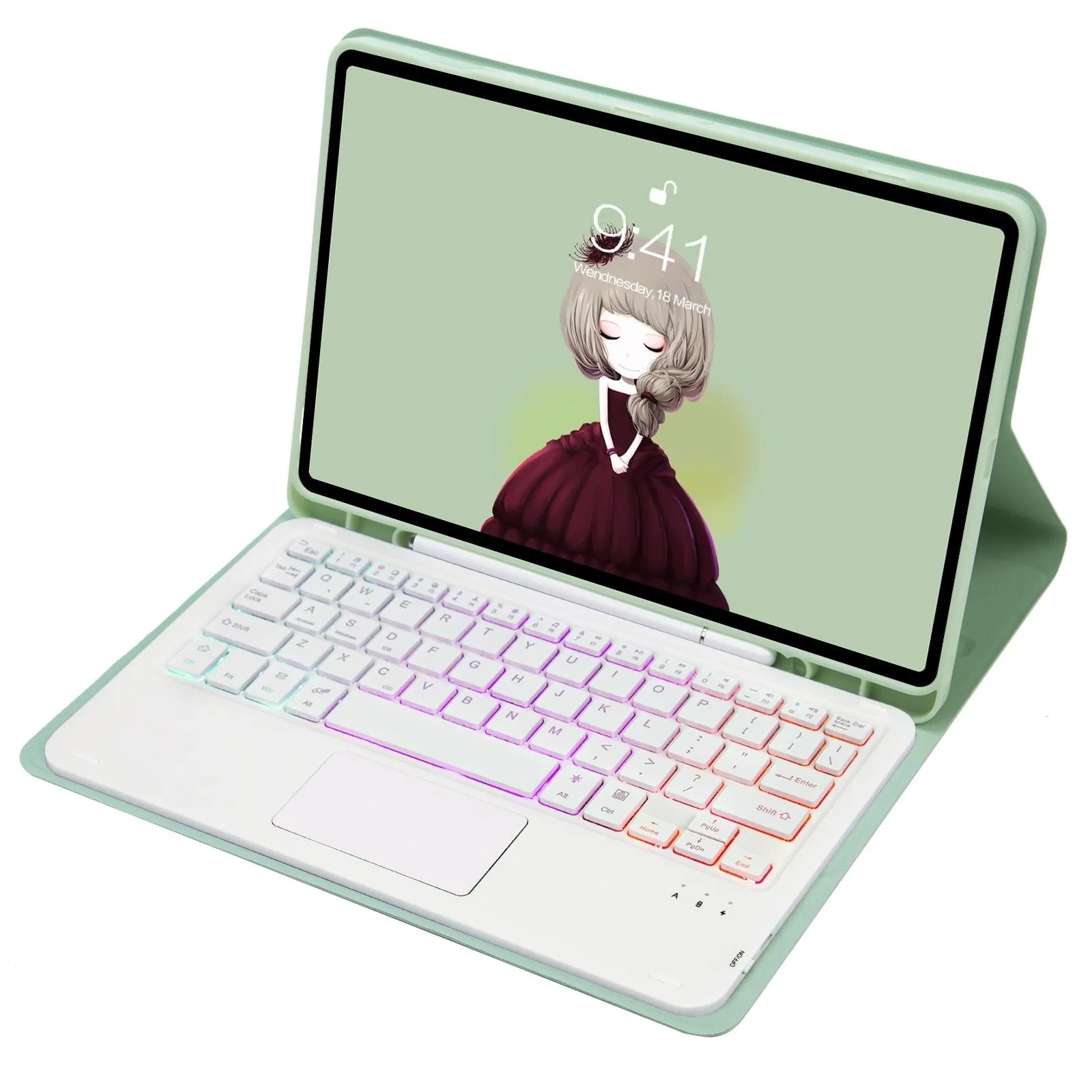Bluetooth Keyboard Leather Case For Ipad 9.7 2018 & 2017 / Pro 9.7 / Air 2 With Touch Pad & Backlight