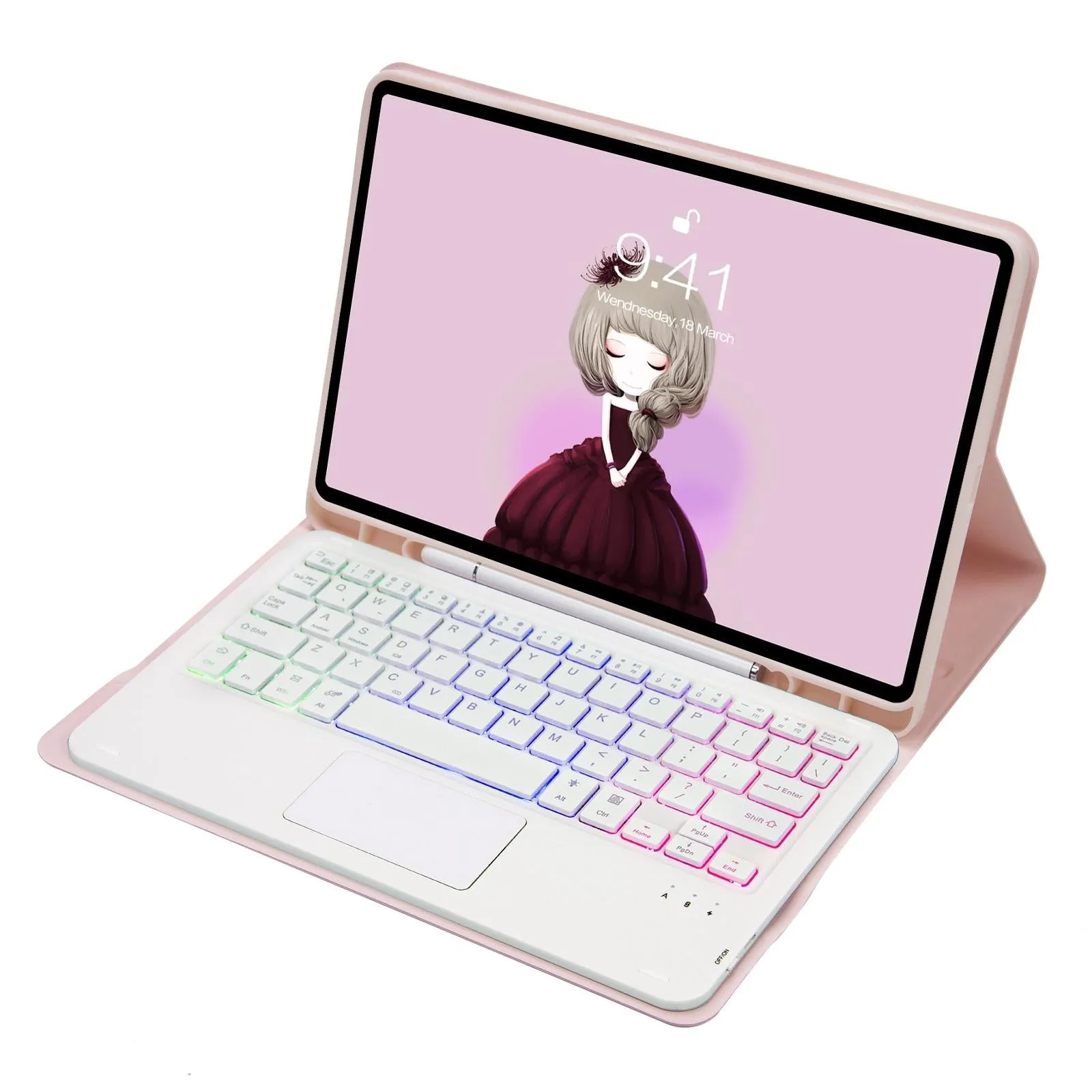Bluetooth Keyboard Leather Case For Ipad 9.7 2018 & 2017 / Pro 9.7 / Air 2 With Touch Pad & Backlight