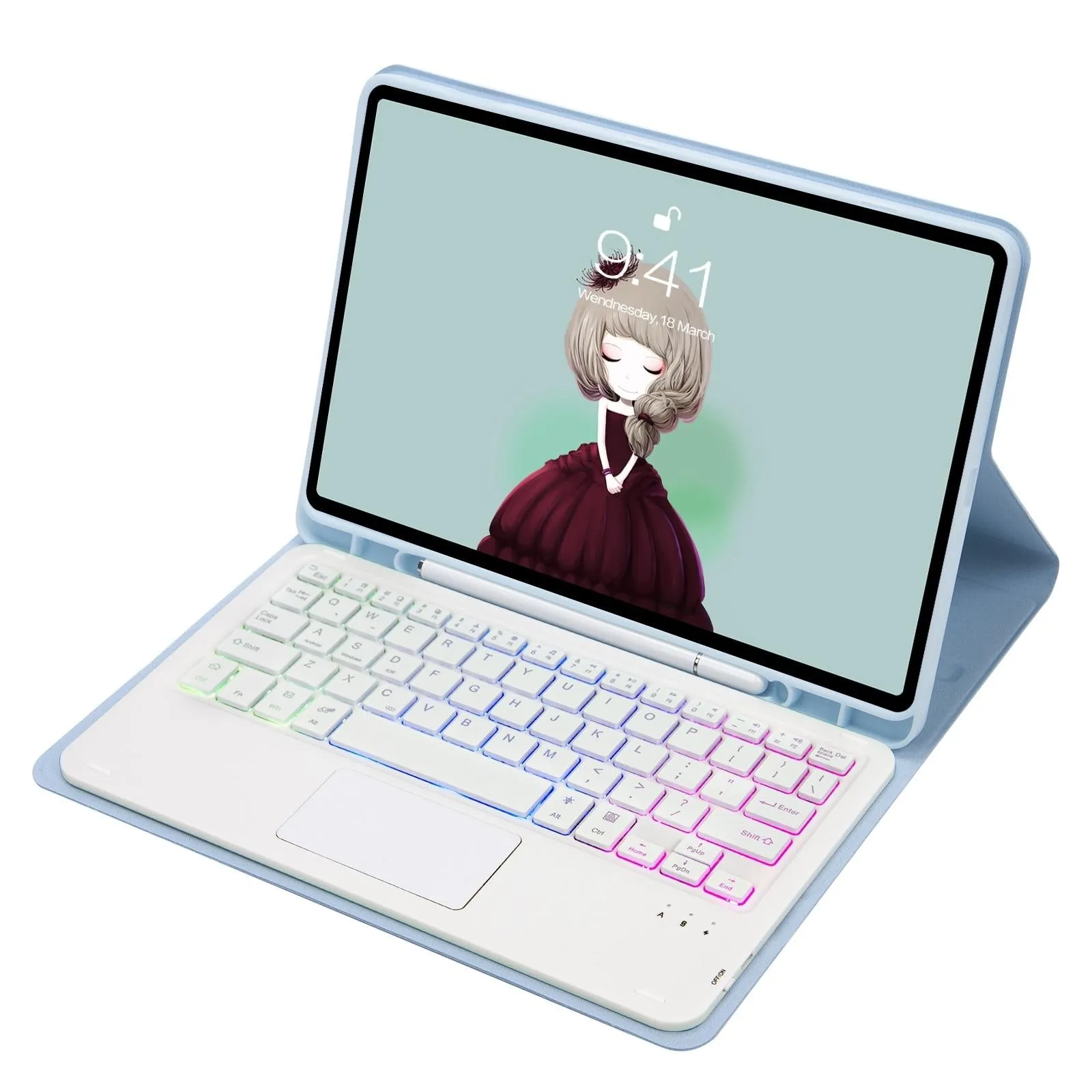 Bluetooth Keyboard Leather Case For Ipad 9.7 2018 & 2017 / Pro 9.7 / Air 2 With Touch Pad & Backlight
