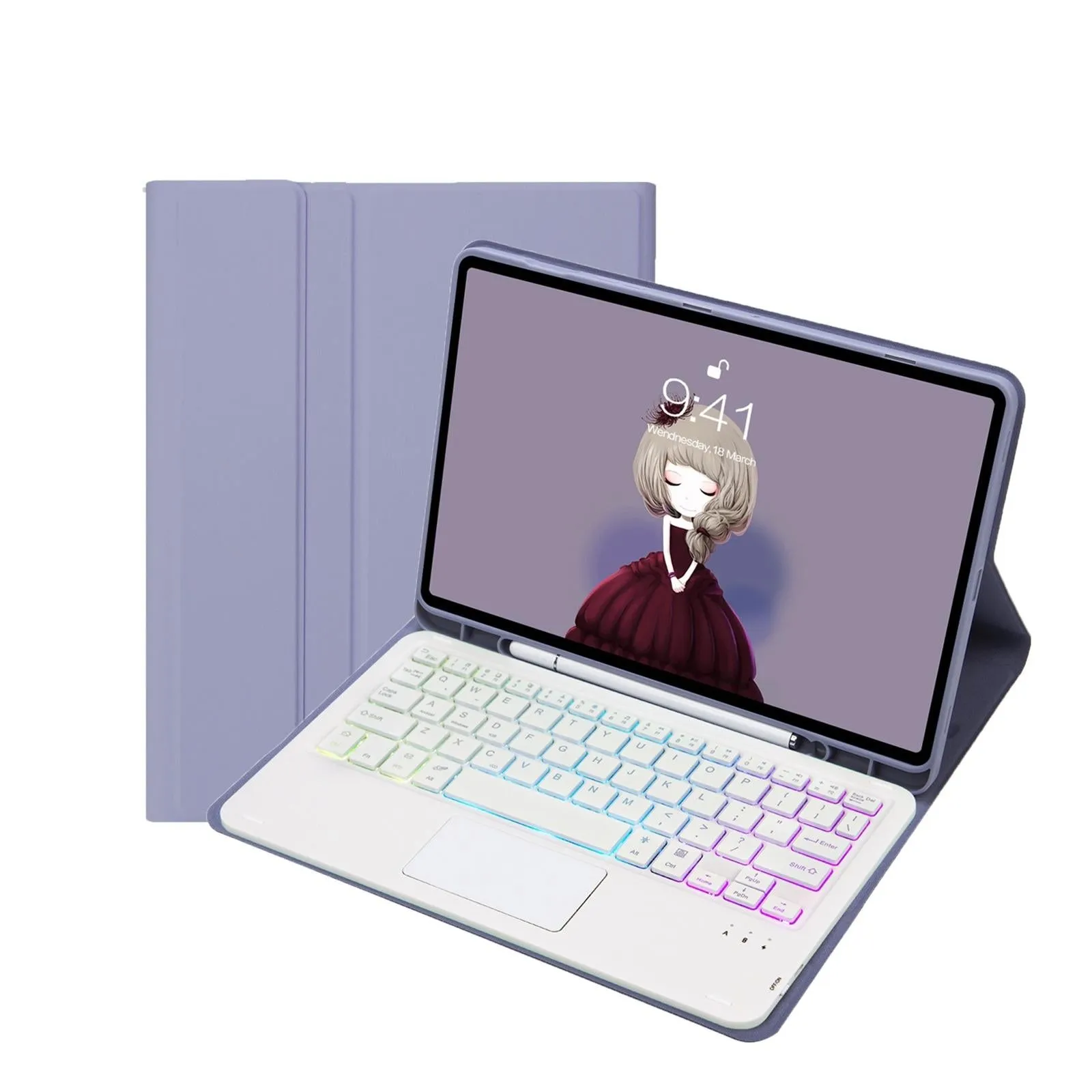 Bluetooth Keyboard Leather Case For Ipad 9.7 2018 & 2017 / Pro 9.7 / Air 2 With Touch Pad & Backlight