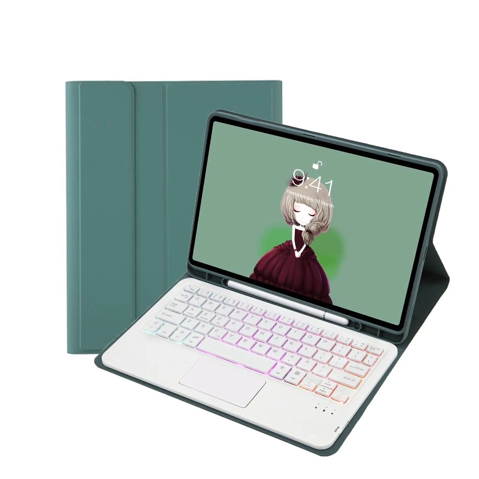 Bluetooth Keyboard Leather Case For Ipad 9.7 2018 & 2017 / Pro 9.7 / Air 2 With Touch Pad & Backlight
