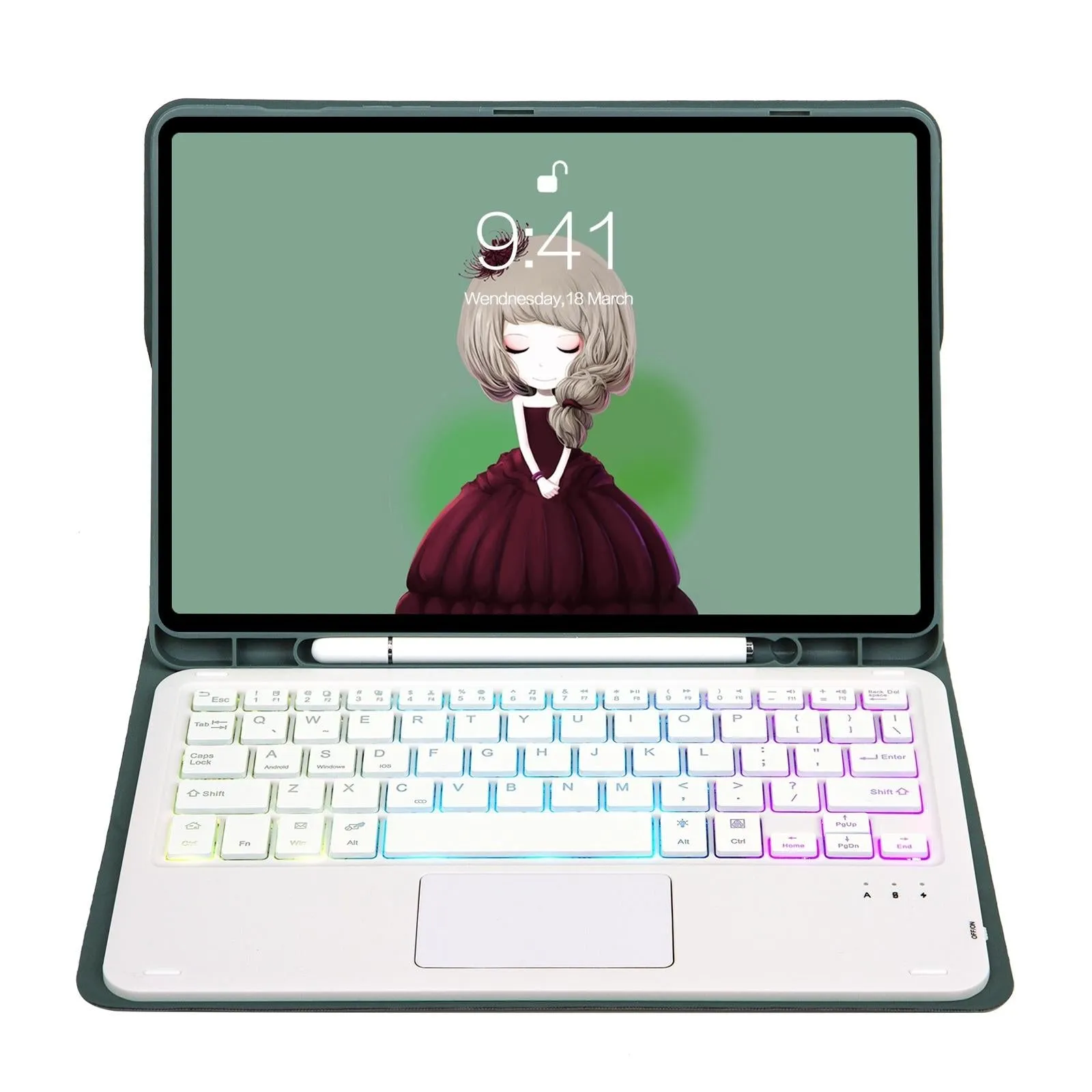 Bluetooth Keyboard Leather Case For Ipad 9.7 2018 & 2017 / Pro 9.7 / Air 2 With Touch Pad & Backlight