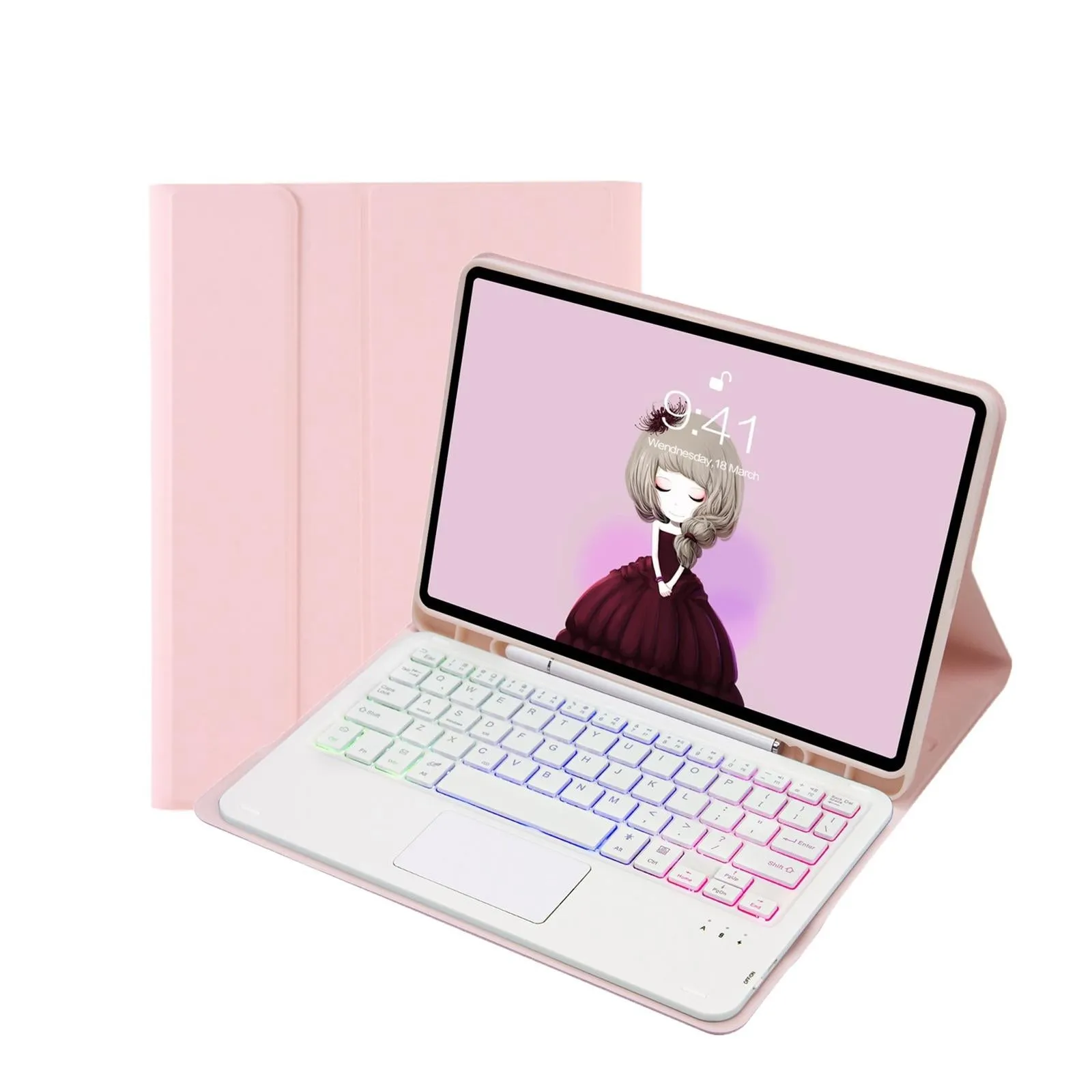 Bluetooth Keyboard Leather Case For Ipad 9.7 2018 & 2017 / Pro 9.7 / Air 2 With Touch Pad & Backlight