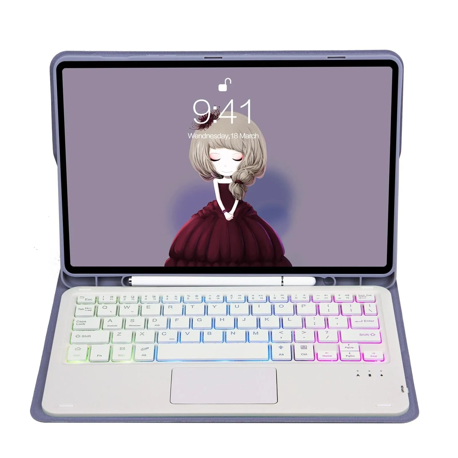 Bluetooth Keyboard Leather Case For Ipad 9.7 2018 & 2017 / Pro 9.7 / Air 2 With Touch Pad & Backlight