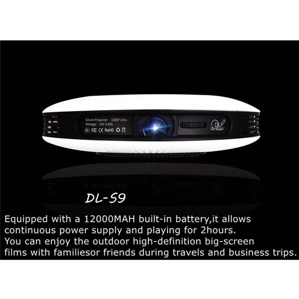 Dl-S9 1280X720P 300 Lumens Portable Home Theater Led Hd Digital Projector Android 6.0 2G   16Gb