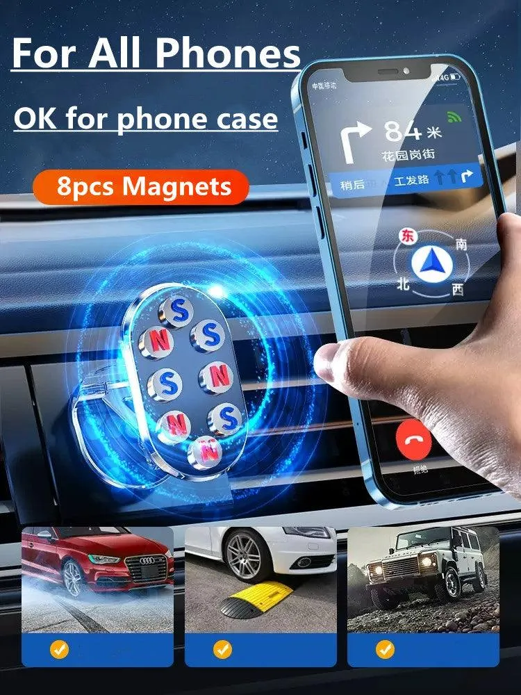 Foldable Universal Rotate Metal Magnetic Car Phone Holder - Air Vent Magnet Mount GPS Support