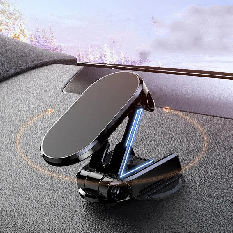 Foldable Universal Rotate Metal Magnetic Car Phone Holder - Air Vent Magnet Mount GPS Support