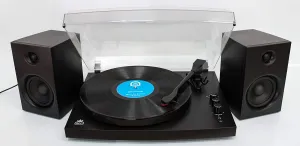 GPO RETRO Piccadily Stylish Turntable Bluetooth   2 Speakers - Black