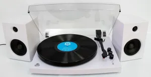 GPO RETRO Piccadily Stylish Turntable Bluetooth   2 Speakers - White
