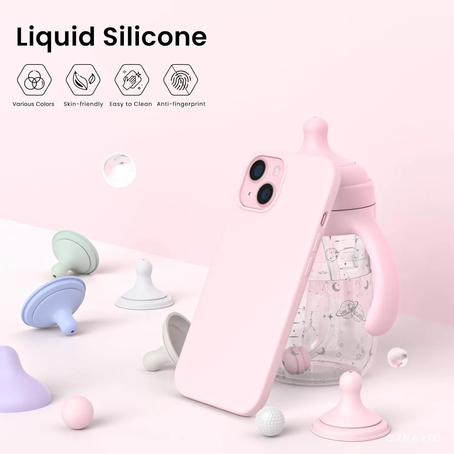 i Phone 16 Pro Max Case 6.7" Slim Liquid Silicone 3 Layers Full Covered Soft Gel Rubber Cover Protective Phone Case