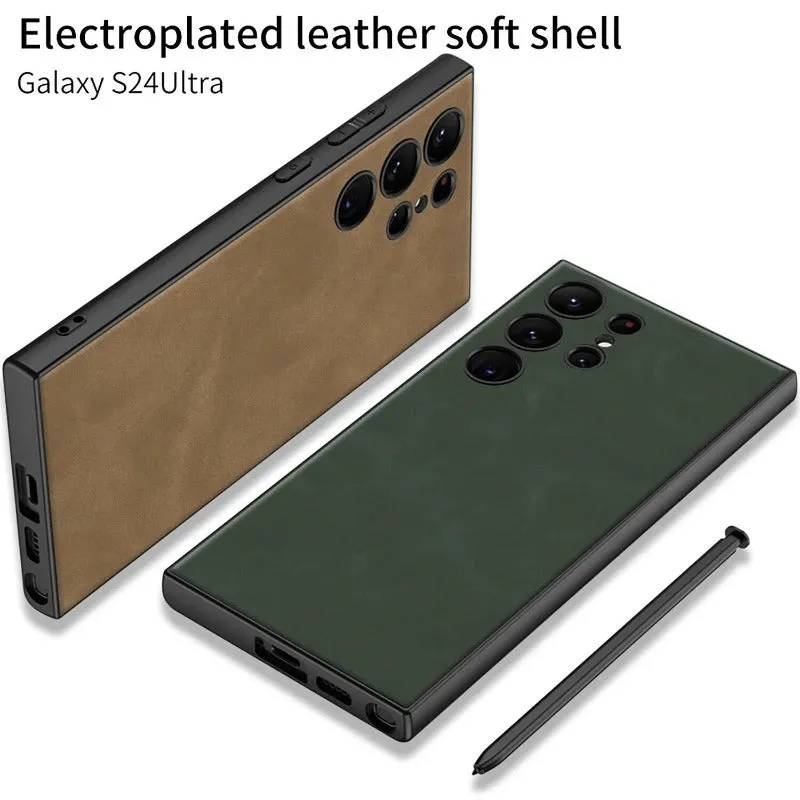 Skin Friendly Matte Plain Leather Soft Silicone Phone Case For Samsung Galaxy S24