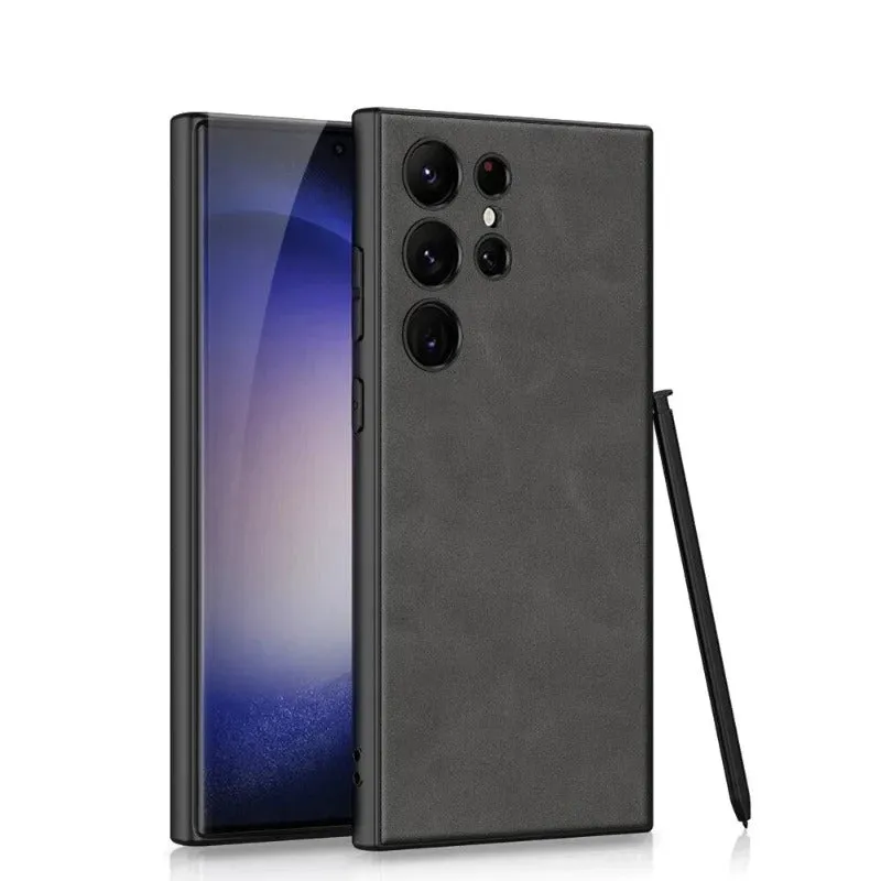Skin Friendly Matte Plain Leather Soft Silicone Phone Case For Samsung Galaxy S24