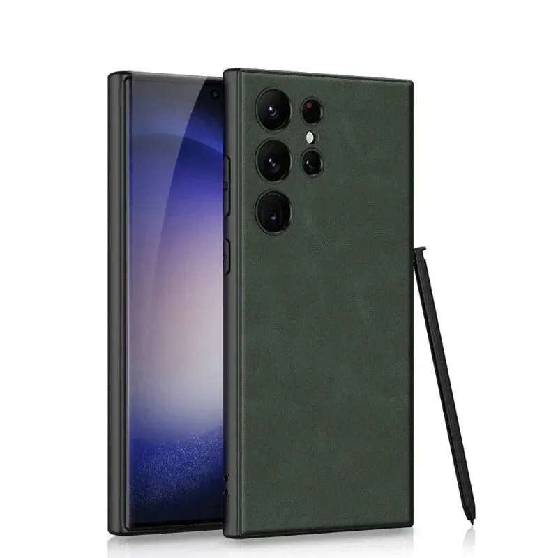 Skin Friendly Matte Plain Leather Soft Silicone Phone Case For Samsung Galaxy S24