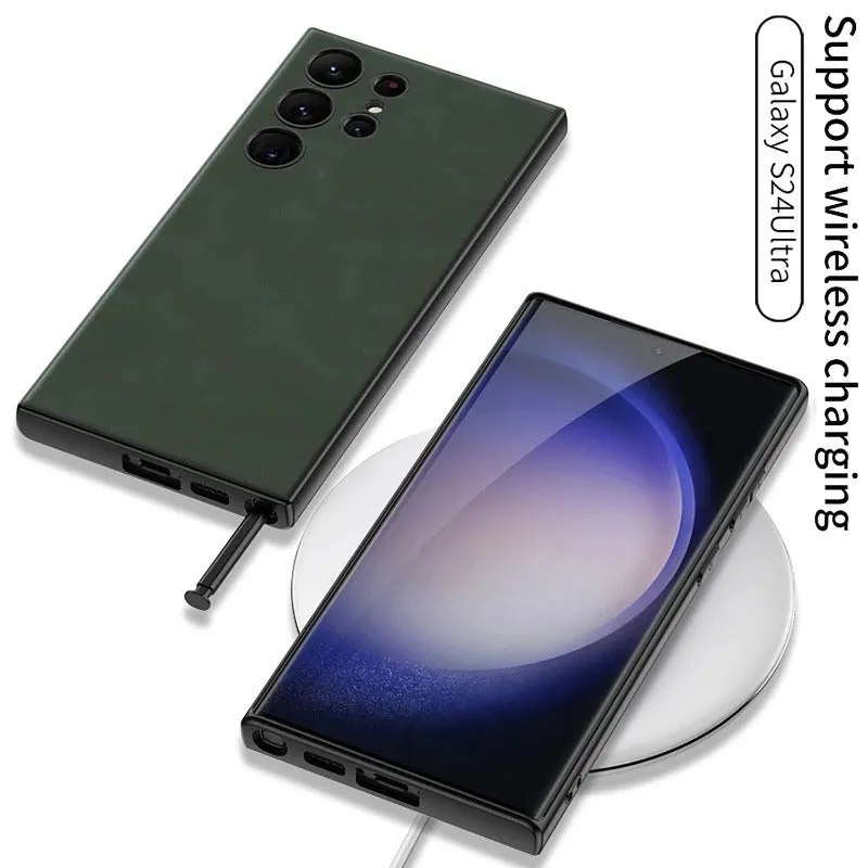 Skin Friendly Matte Plain Leather Soft Silicone Phone Case For Samsung Galaxy S24