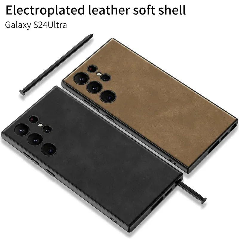 Skin Friendly Matte Plain Leather Soft Silicone Phone Case For Samsung Galaxy S24
