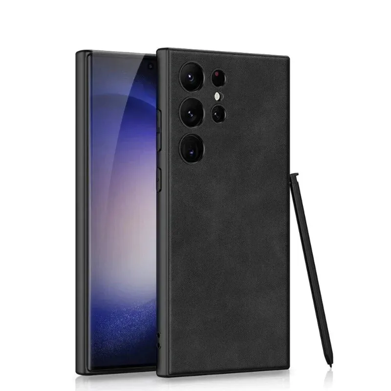 Skin Friendly Matte Plain Leather Soft Silicone Phone Case For Samsung Galaxy S24