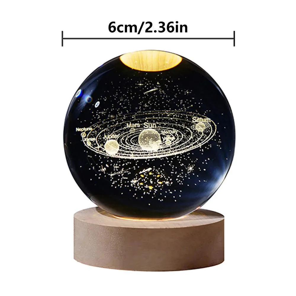 USB Galaxy Crystal Ball Night Light - Artistic Home Decor & Unique Gift