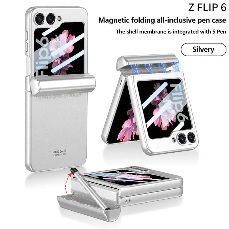 With S Pen Holder Hinge Magnetic Case For Samsung Galaxy Z Flip 6